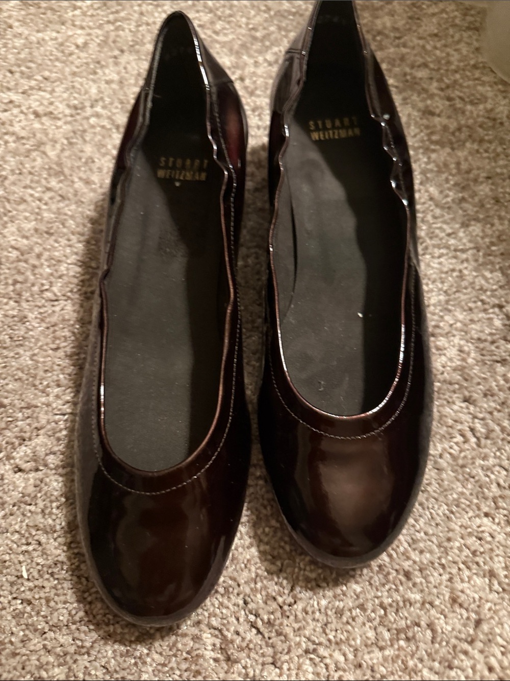 Stuart Weitzman Glossy Dark Brown Patent heels